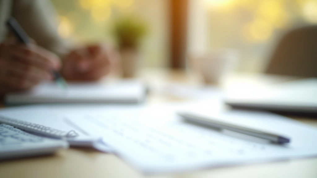 Organized tax documents with calculator and notebook showing financial planning and record-keeping