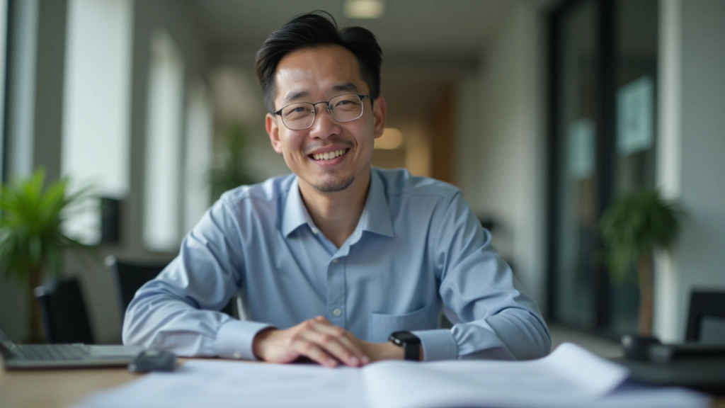 Successful self-employed professional at organized workspace with completed tax documents